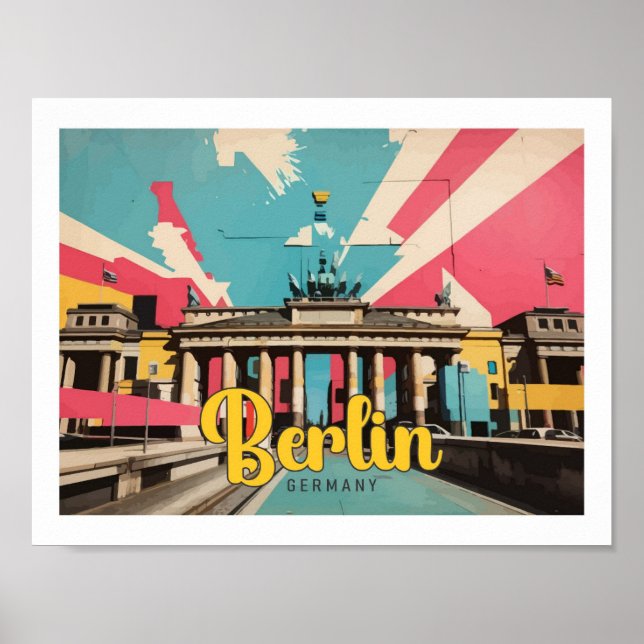 Berlin Deutschland Pop Kunstreise Illustration Poster (Vorne)