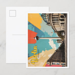 Berlin Deutschland Pop Kunstreise Illustration Postkarte