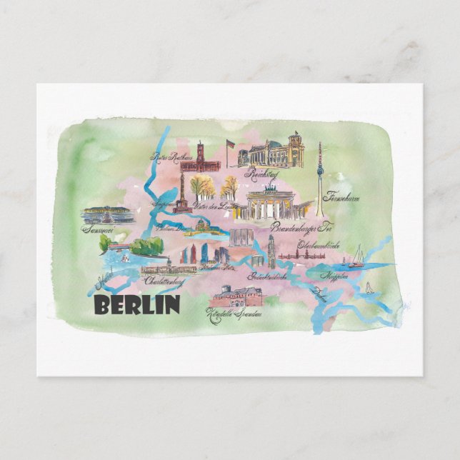 Berlin Deutschland Retro Vintage Karte (Vorderseite)