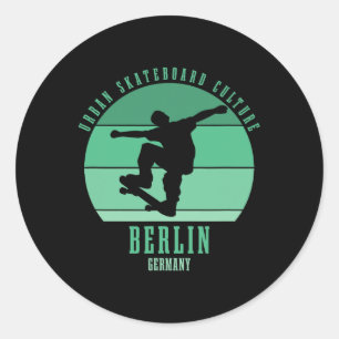 Berlin Deutschland Skateboarder Urne Skateboarding Runder Aufkleber