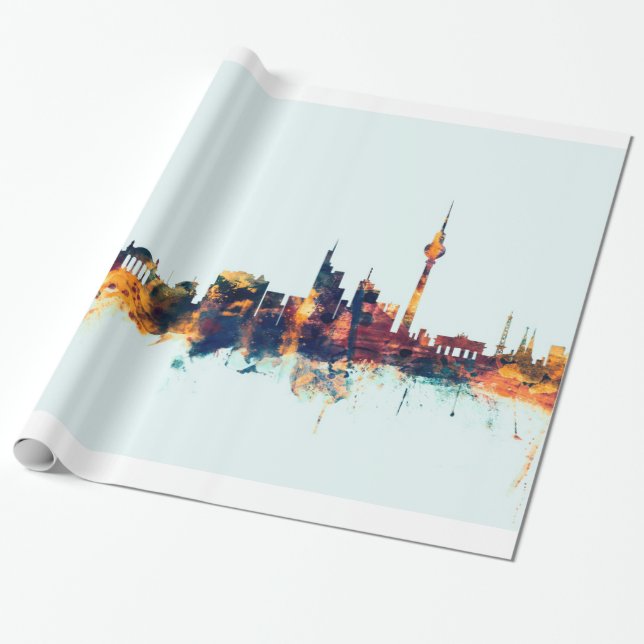 Berlin Deutschland Skyline Geschenkpapier (Ungerollt)