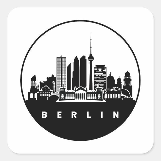 Berlin Deutschland Skyline Quadratischer Aufkleber (Vorderseite)