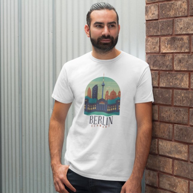 Berlin Deutschland Skyline T Shirt (Cool Berlin Germany Skyline Art T Shirt)