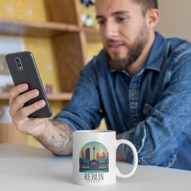 Berlin Deutschland Skyline Vintage Travel Kaffeetasse (Berlin Germany vintage travel)