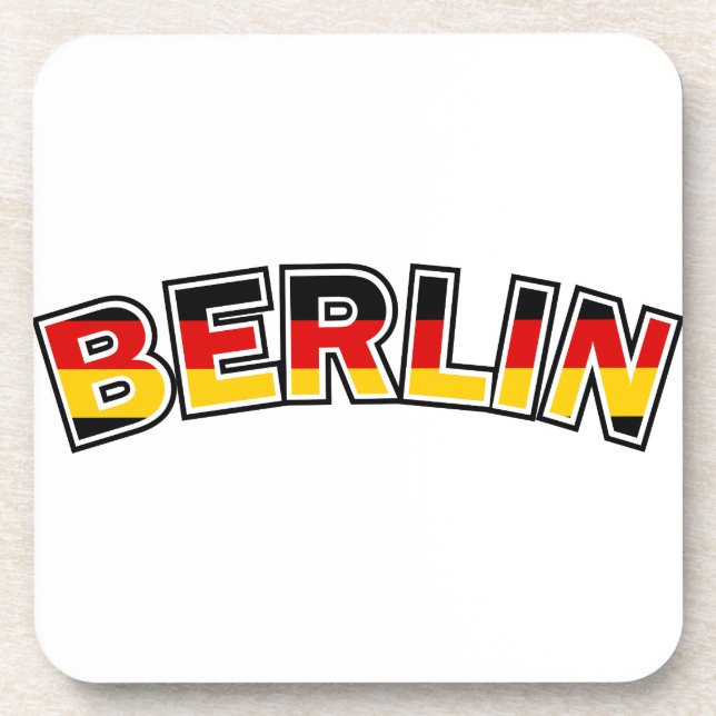 Berlin, Deutschland, Text mit deutscher Flagge Getränkeuntersetzer (Vorderseite)