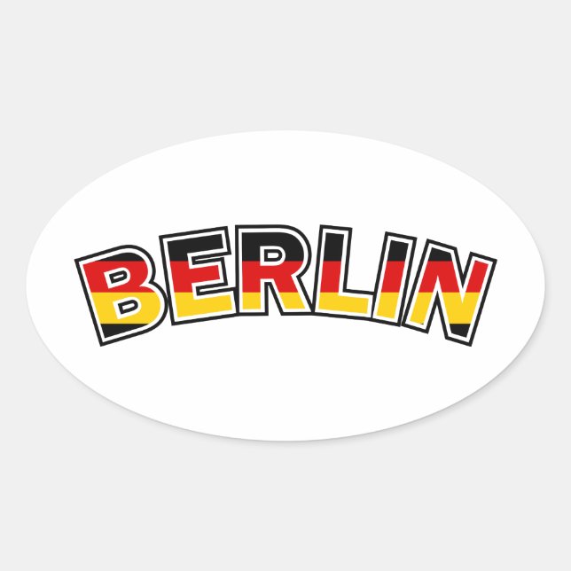 Berlin, Deutschland, Text mit deutscher Flagge Ovaler Aufkleber (Vorderseite)
