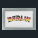 Berlin, Deutschland, Text mit deutscher Flagge Rechteckige Gürtelschnalle<br><div class="desc">Berlin,  Deutschland,  Text mit deutscher Flagge</div>