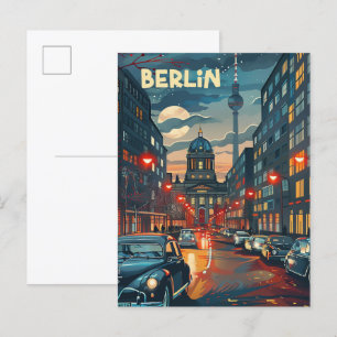 Berlin Deutschland Vintage Retro Reiseillustration Postkarte