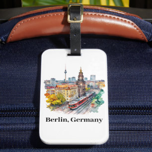Berlin Deutschland Vintage Travel Skyline Gepäckanhänger