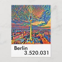 Berlin Fernsehturm bunt Einwohner Postkarte