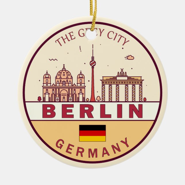 Berlin Germany City Skyline Emblem Keramik Ornament (Vorne)
