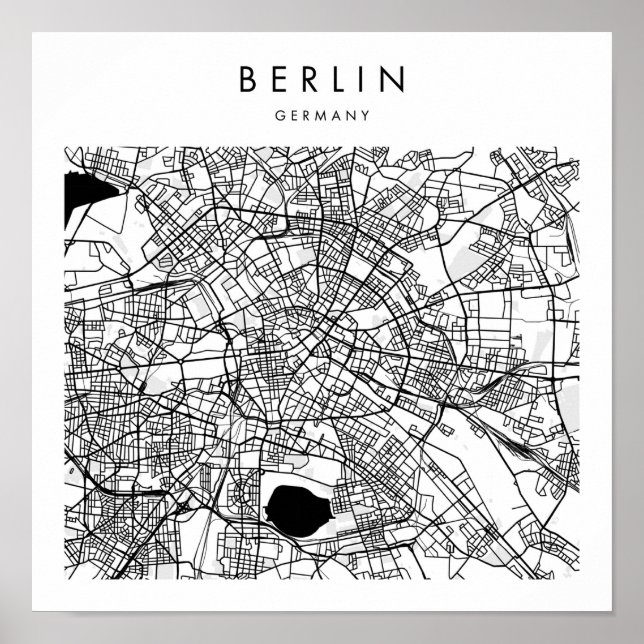 Berlin Germany Minimal Modern Street Map Poster (Vorne)