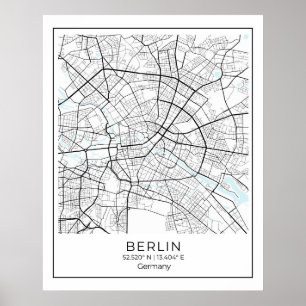 Berlin Karte - Berlin Schwarz & Weiß Karte Poster