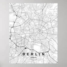 Berlin-Minimalistenkarte (Schwarz & Weiß) Poster