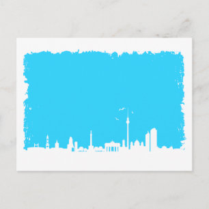 Berlin Skyline Farbe blau Postkarte