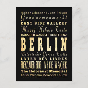 Berlin Stadt Deutschland Typografie Kunst Postkarte