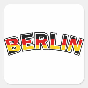 Berlin, Text mit deutscher Flagge Quadratischer Aufkleber