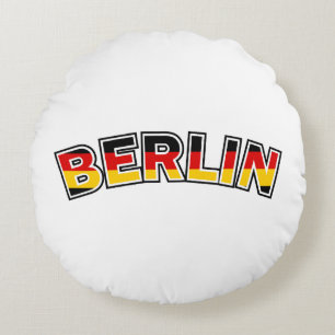 Berlin, Text mit deutscher Flagge Rundes Kissen