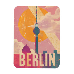 Berlin Vintag Pink Travel Ad Magnet