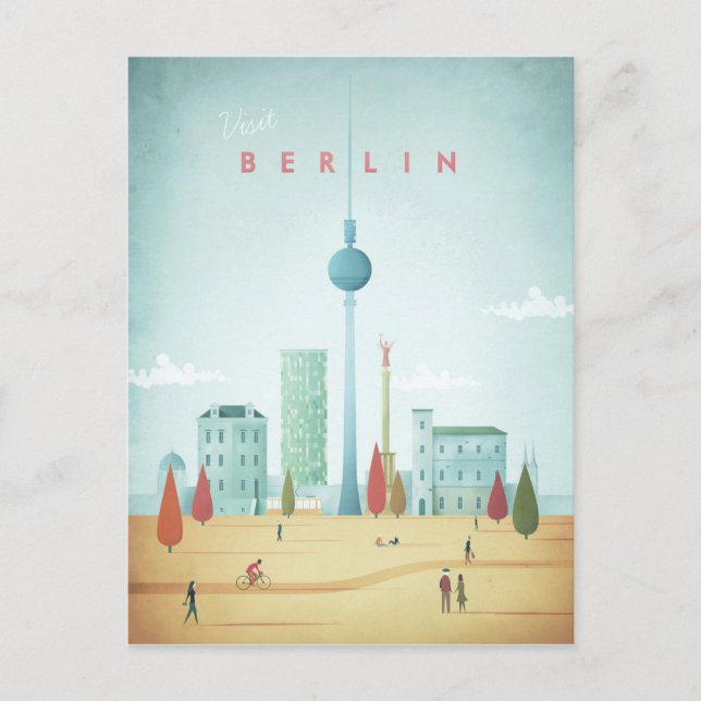 Berlin Vintage Travel Poster - Art Postkarte (Vorderseite)