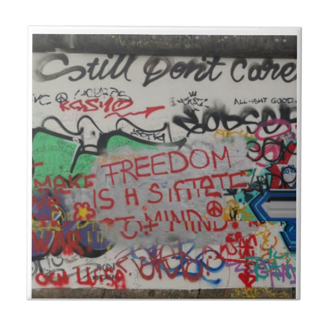 Berlin Wall East Side Graffiti Street Art Tile Fliese (Vorderseite)
