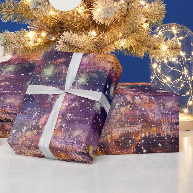 Berlin zu Weihnachten & Neujahr in Wasserfarben Geschenkpapier (Feiertage)