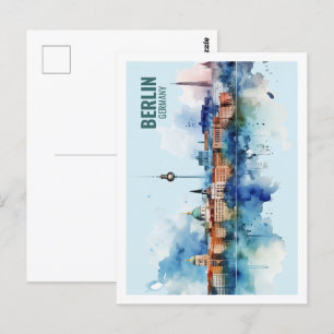 Berliner Deutschland Berühmter Reiseort Wasserfarb Postkarte