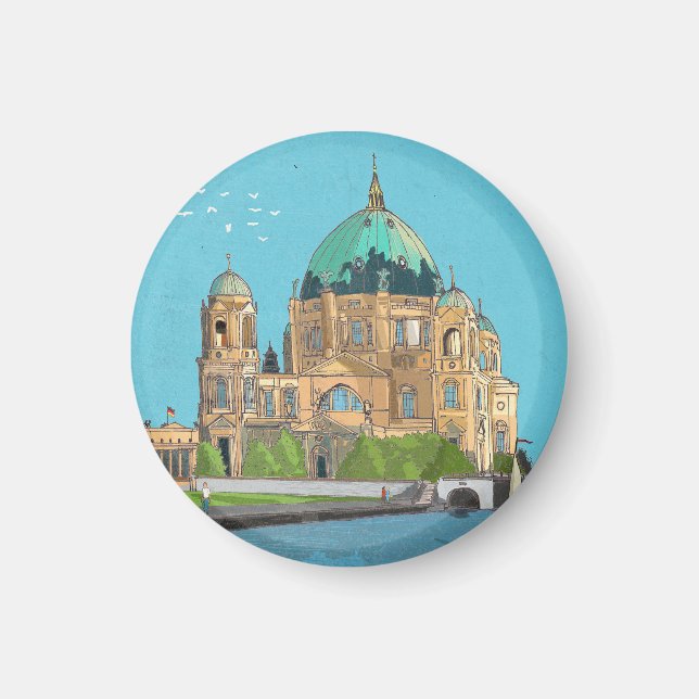 Berliner Dom Deutschland Whimsical Illustration Magnet (Vorne)