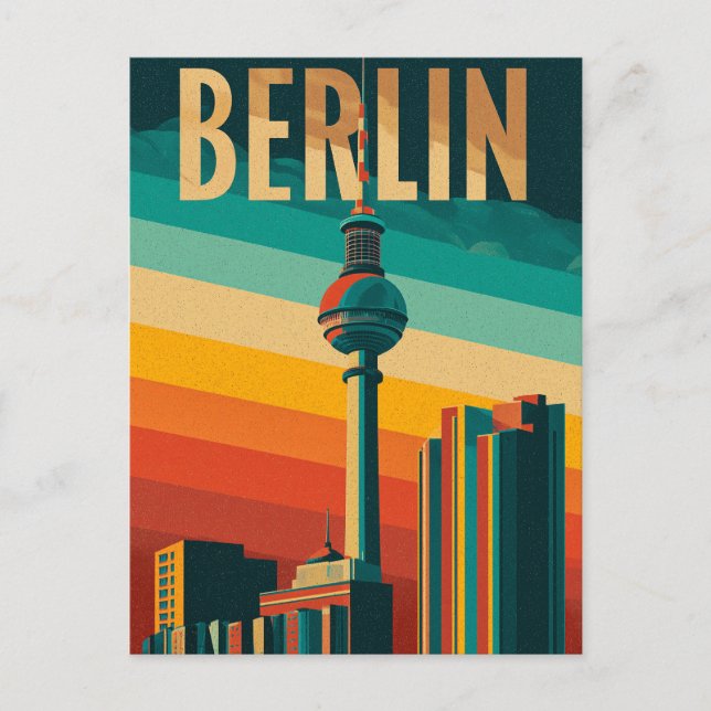 Berliner Fernsehturm Retro Postkarte (Vorderseite)
