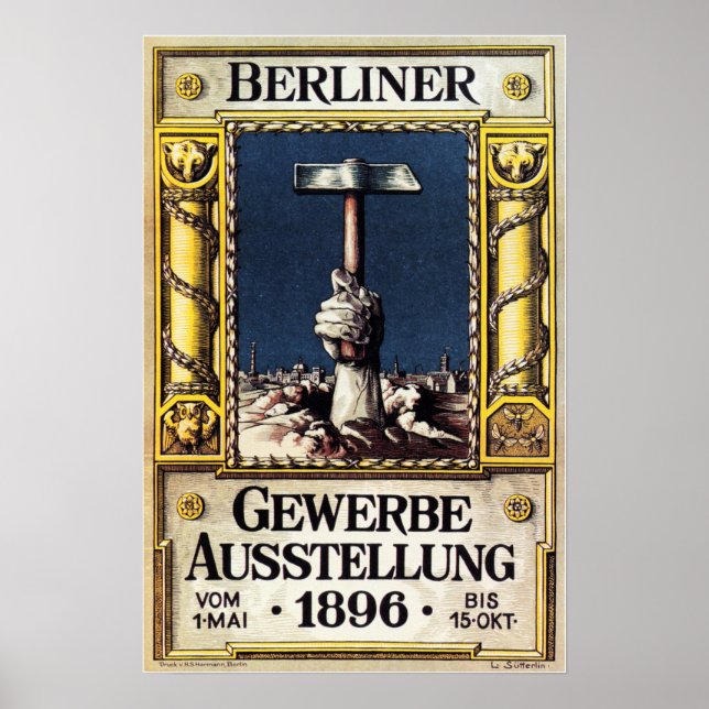 BERLINER Gewerbe 1896 Fachausstellung Poster (Vorne)