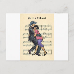 Berliner Kabarett der 1920er Jahre mit Notenblätte Postkarte