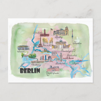 Berliner Lieblings-Karte mit touristischen Orten Postkarte