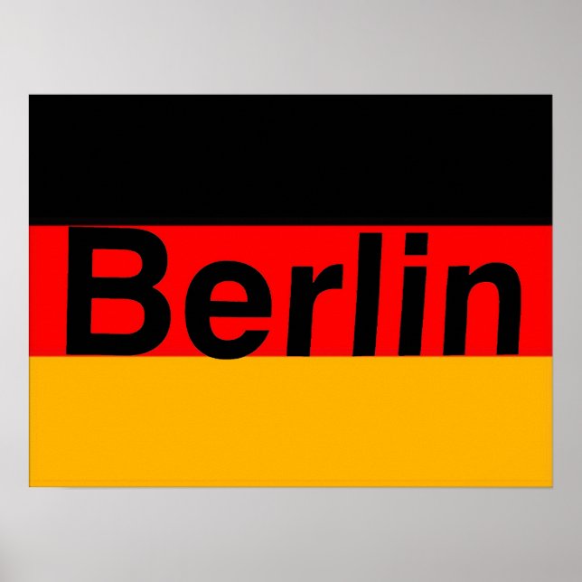 Berliner Logo auf deutscher Flagge in Schwarz Poster (Vorne)