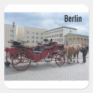 Berliner Pferd und Buggy Quadratischer Aufkleber