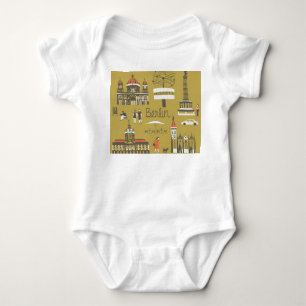 Berliner Sehenswürdigkeiten, monumentale Illustrat Baby Strampler