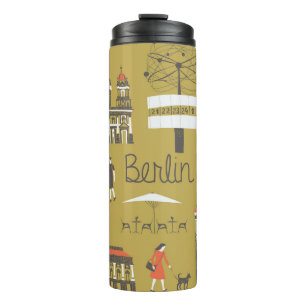 Berliner Sehenswürdigkeiten, monumentale Illustrat Thermosbecher