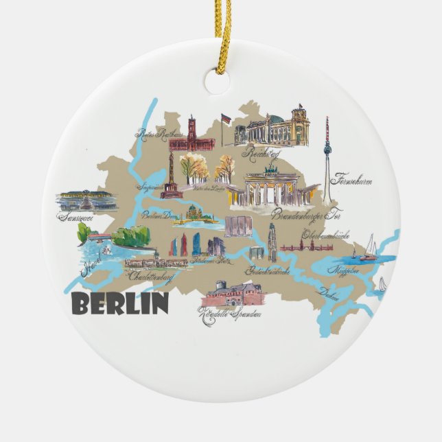 Berlinlieblingskarte mit Besichtigung Höhepunkten Keramik Ornament (Vorne)