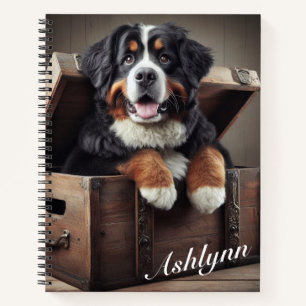 Bermese Hund in einer Vintagen Brust Notizbuch