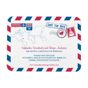 Bermuda Air Mail Wedding Save the Date sz 3x4 Magnet