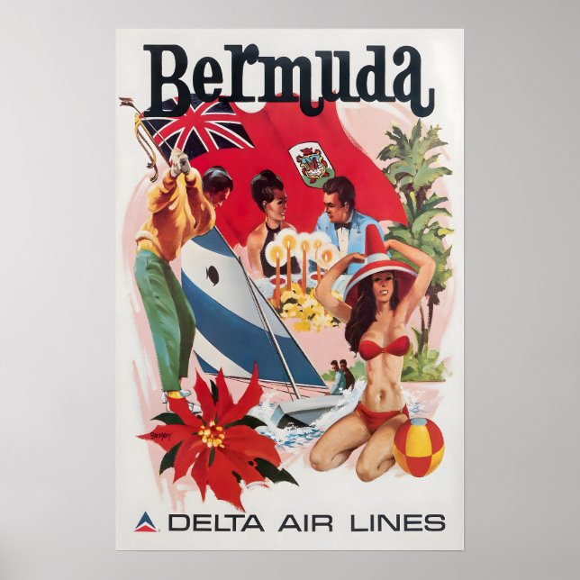 Bermuda Art Daniel Sweeney Impression Delta Airlin (Devant)