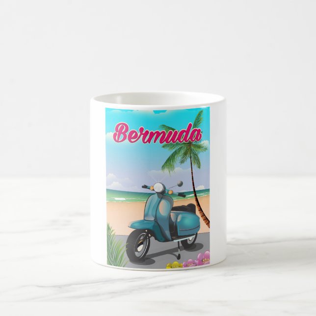 Bermuda Beach Scooter Reiseplakat Kaffeetasse (Mittel)