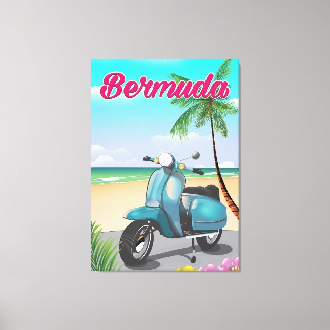 Bermuda Beach Scooter Reiseplakat Leinwanddruck (Vorderseite)