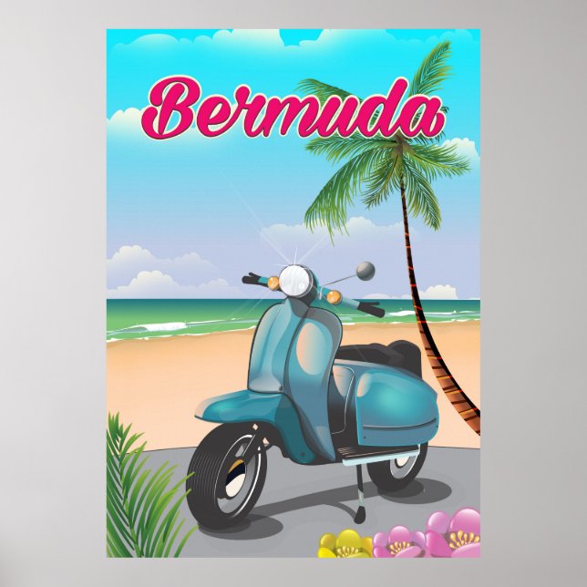Bermuda Beach Scooter Reiseplakat Poster (Vorne)