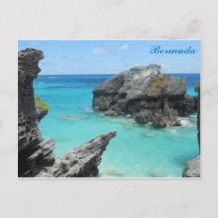 Bermuda Blue Ocean Rocky Beach Travel Foto Postkarte