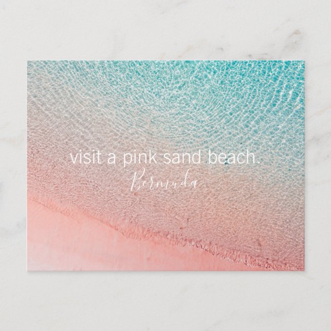 Bermuda-Eimer-Liste Inspirationsrosa Sandstrand Postkarte (Vorderseite)