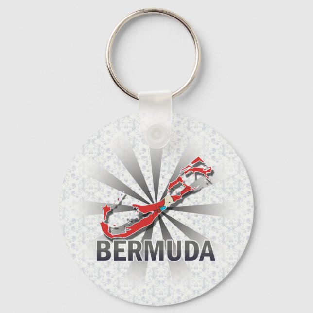 Bermuda Flag Karte 2.0 Schlüsselanhänger (Vorderseite)