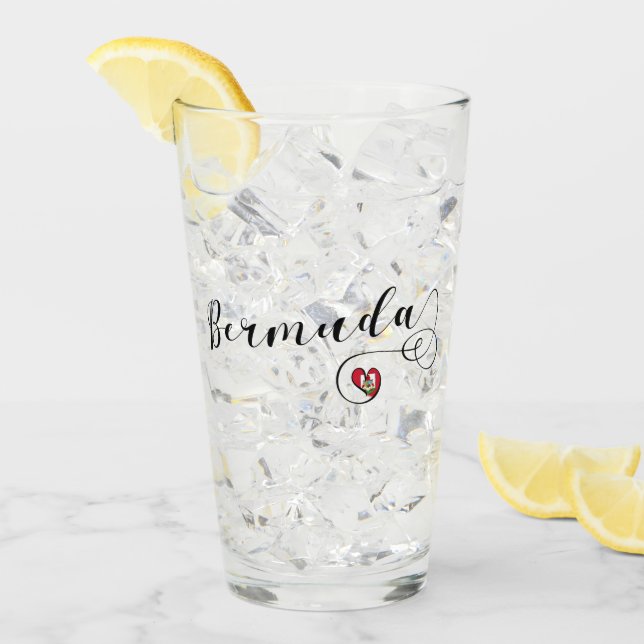 Bermuda-Flagge im Herzen Glas (Vorderseite Ice)