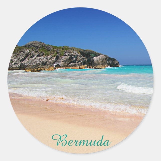 Bermuda Horseshoe Bay Pink Sand Beach Foto Runder Aufkleber (Vorderseite)