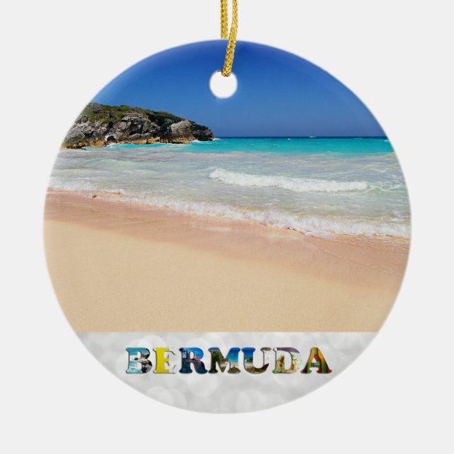 Bermuda Horseshoe Bay Pink Sand Beach Weihnachten Keramik Ornament (Vorne)