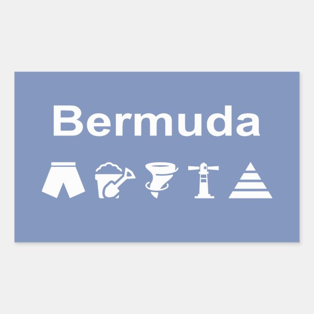 Bermuda Icons Monotone Dark Rechteckiger Aufkleber (Vorderseite)